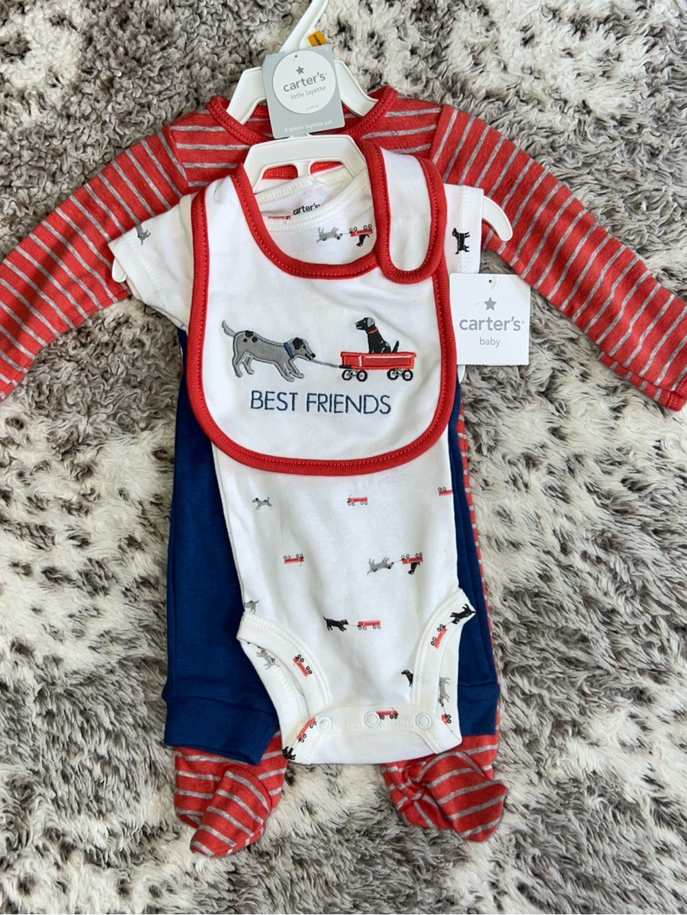 Carter’s Baby 4-Piece Layette Set Newborn NWT Best Friends Dogs Sleep & Play